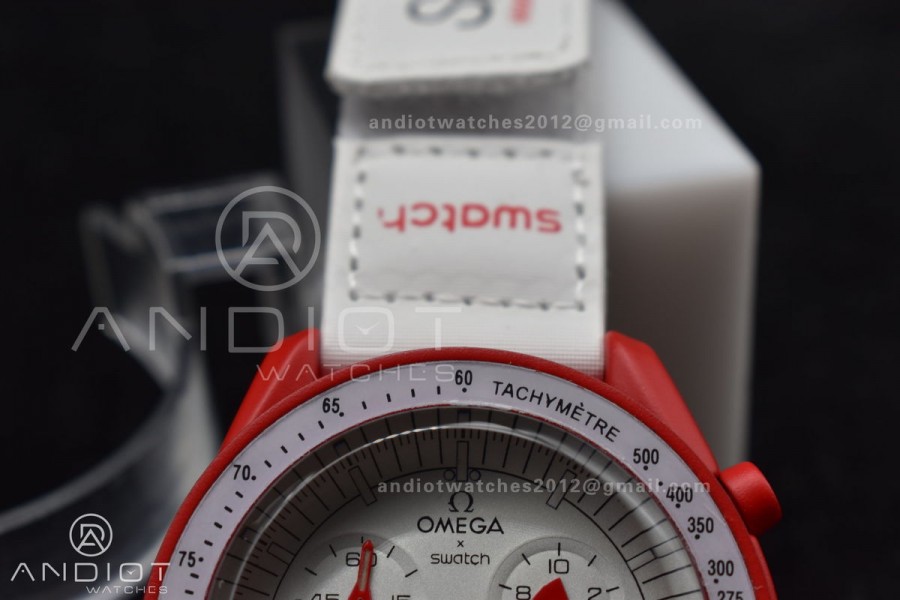 Swatch x Omega Bioceramic Moonwatch Mission to Mars on Nylon Strap Quartz