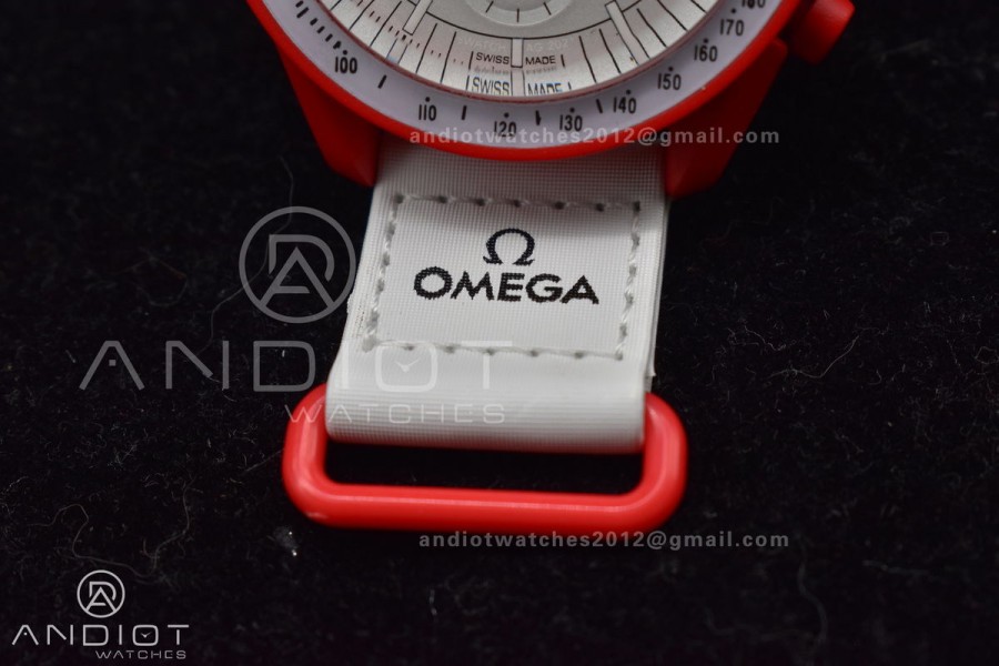 Swatch x Omega Bioceramic Moonwatch Mission to Mars on Nylon Strap Quartz