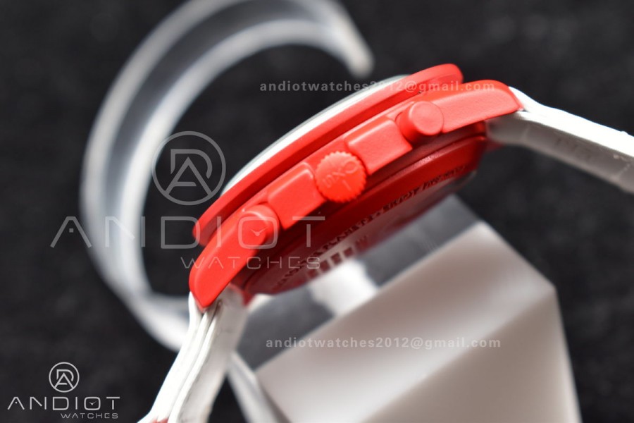 Swatch x Omega Bioceramic Moonwatch Mission to Mars on Nylon Strap Quartz