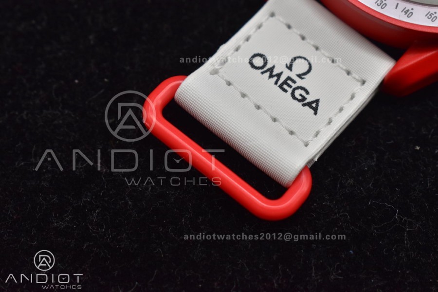 Swatch x Omega Bioceramic Moonwatch Mission to Mars on Nylon Strap Quartz
