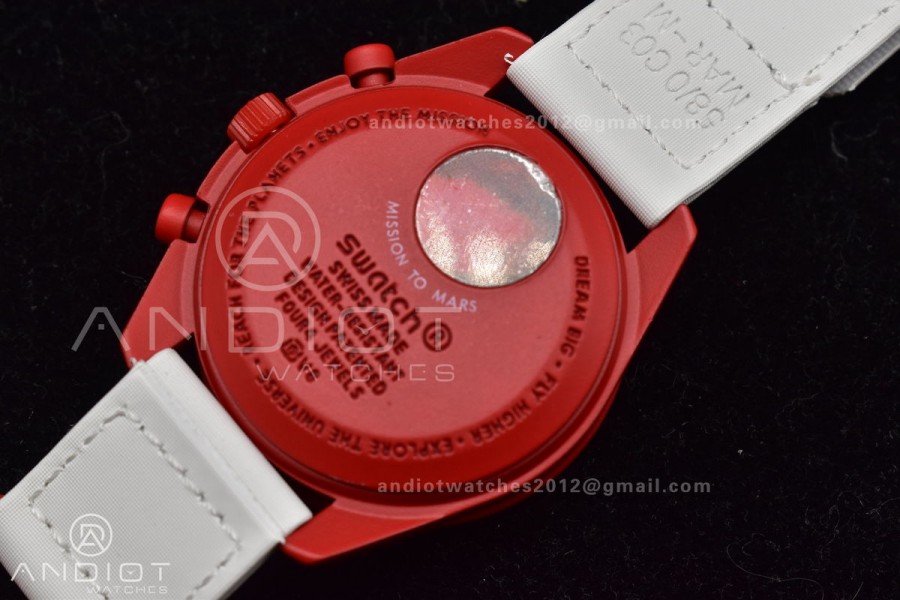 Swatch x Omega Bioceramic Moonwatch Mission to Mars on Nylon Strap Quartz