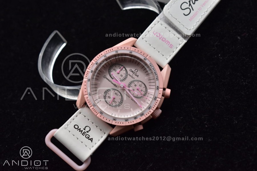 Swatch x Omega Bioceramic Moonwatch Mission to Venus on Nylon Strap Quartz