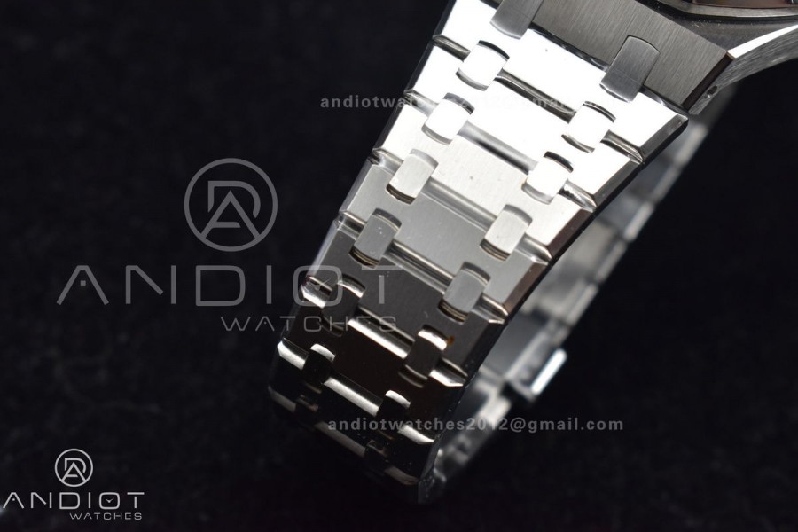 Royal Oak 41mm 15500 SS APSF 1:1 Best Edition Black Textured Dial on SS Bracelet A4302 Super Clone