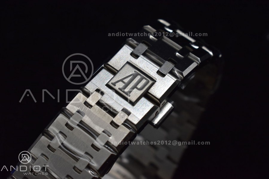 Royal Oak 41mm 15500 SS APSF 1:1 Best Edition Black Textured Dial on SS Bracelet A4302 Super Clone