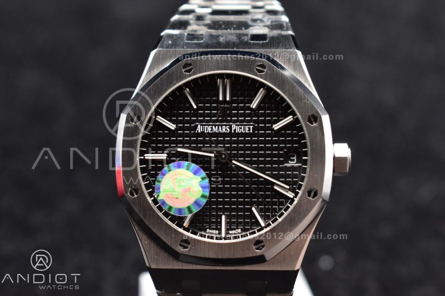 Royal Oak 41mm 15500 SS APSF 1:1 Best Edition Black Textured Dial on SS Bracelet A4302 Super Clone