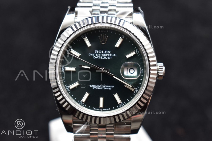 DateJust 41 126334 Clean 1:1 Best Edition 904L Steel Green Stick Dial on Jubilee Bracelet VR3235