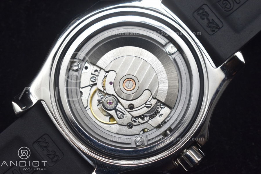 Superocean Automatic 44 TF 1:1 Best Edition Black Dial and Bezel with Yellow Rehaut On Black Rubber Strap A2824
