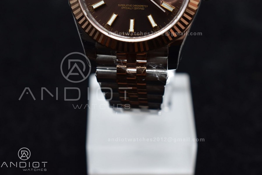 DateJust 41 126331 VSF 1:1 Best Edition 904L Steel Brown Dial on SS/RG Jubilee Bracelet VS3235
