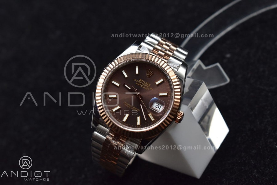 DateJust 41 126331 VSF 1:1 Best Edition 904L Steel Brown Dial on SS/RG Jubilee Bracelet VS3235