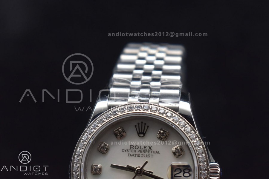 DateJust 31 Ladies 278289 WF 316L Steel White Dial Fluted Bezel On President Syle Bracelet
