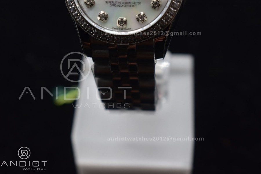 DateJust 31 Ladies 278289 WF 316L Steel White Dial Fluted Bezel On President Syle Bracelet