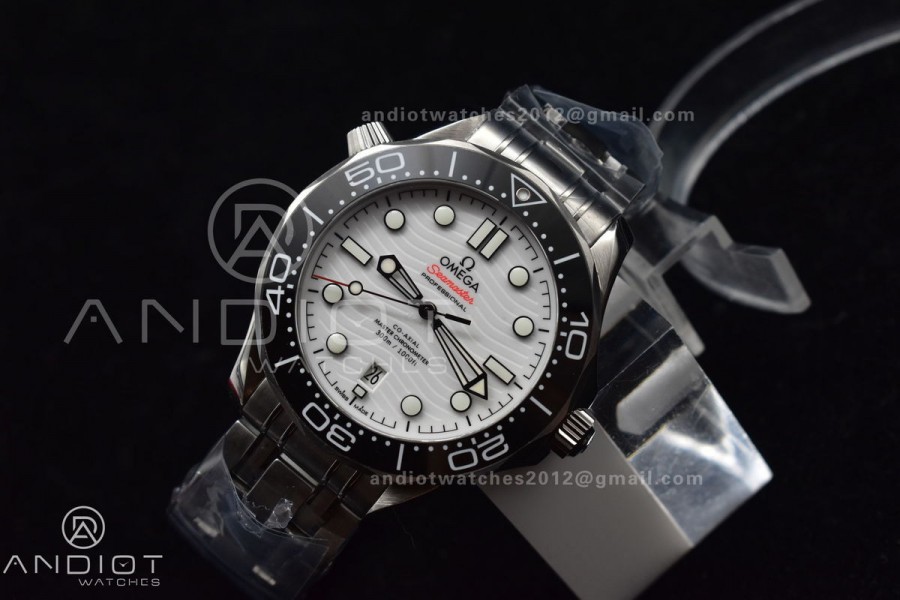 Seamaster Diver 300M VSF 1:1 Best Edition Black Ceramic White Dial on SS Bracelet A8800
