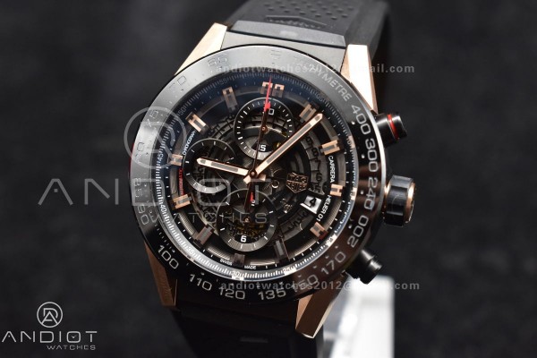 Carrera Cal. HEUER 01 45mm RG/RU Blk XF A1887