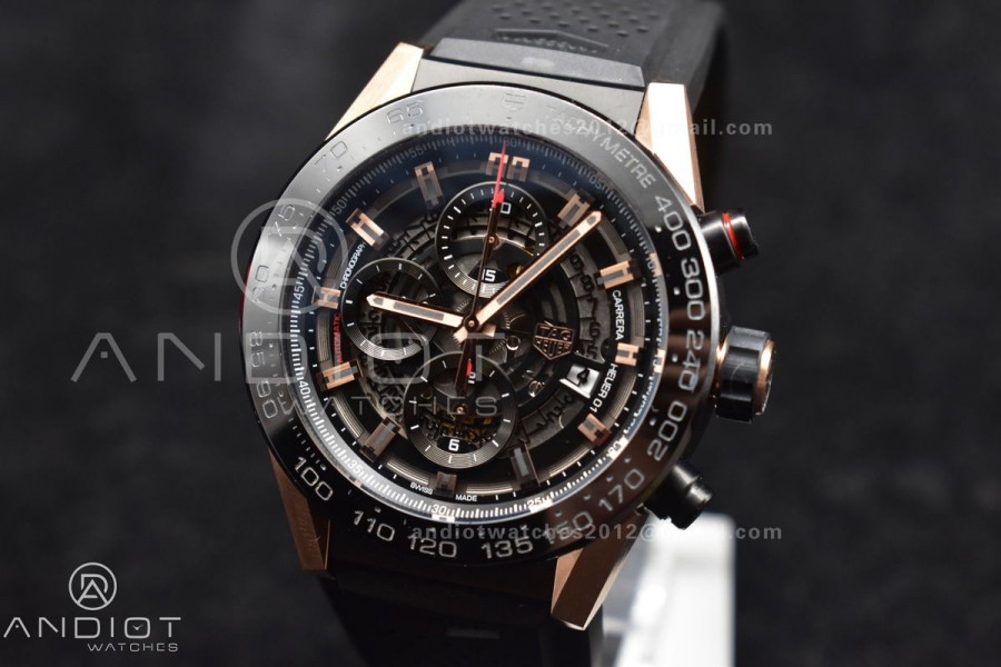 Carrera Cal. HEUER 01 45mm RG/RU Blk XF A1887