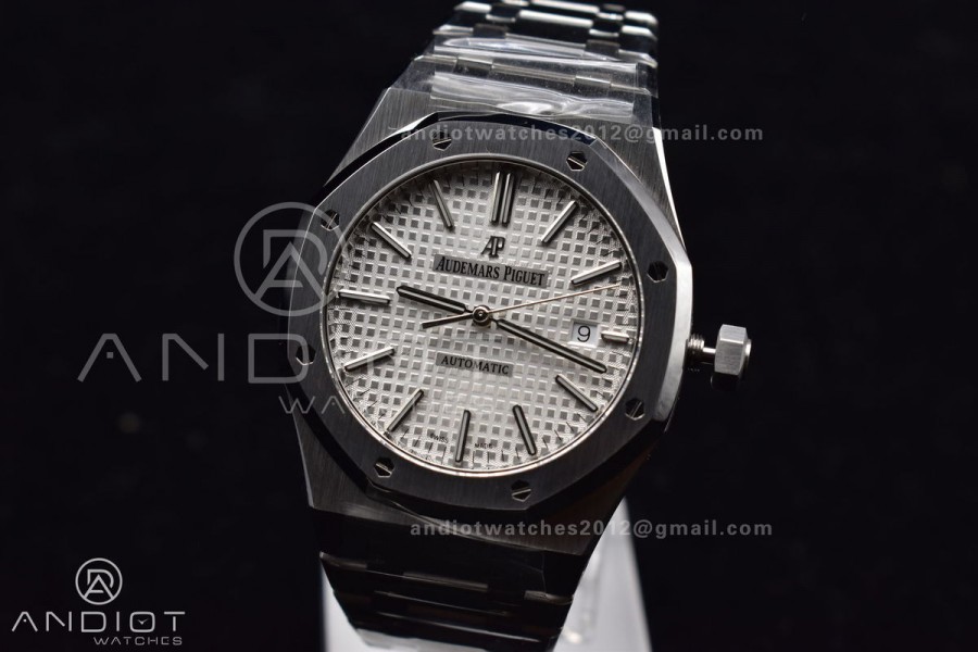 Royal Oak 41mm 15400 APSF 1:1 Best Edition White Textured Dial on SS Bracelet A3120