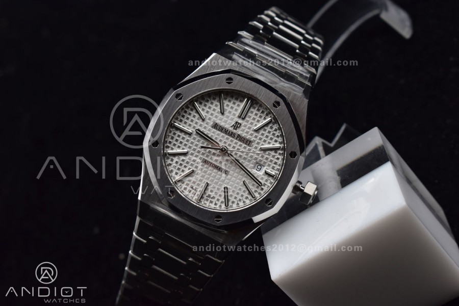 Royal Oak 41mm 15400 APSF 1:1 Best Edition White Textured Dial on SS Bracelet A3120