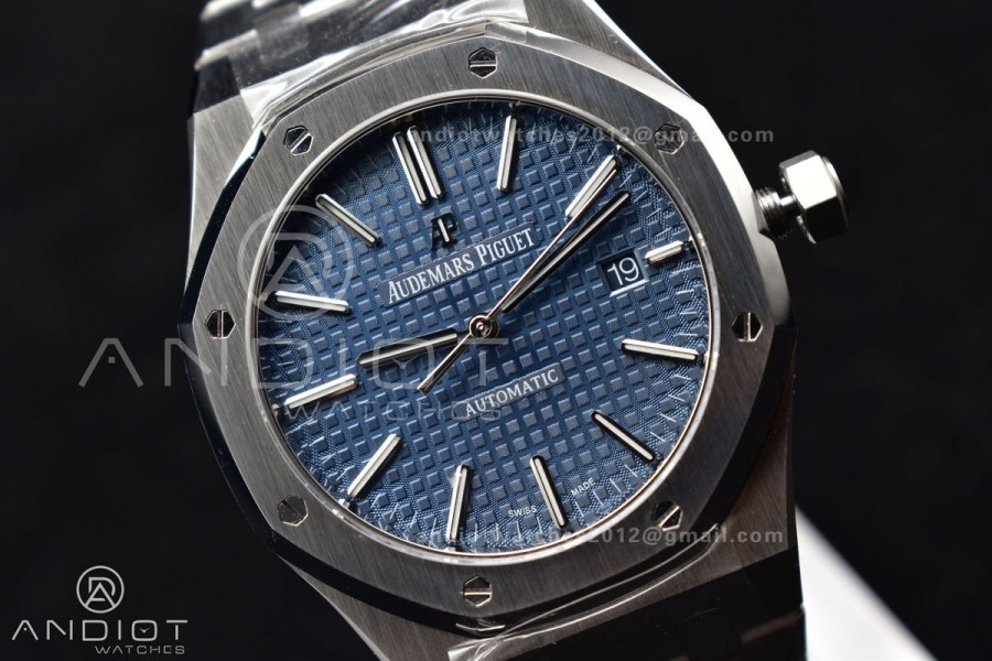 Royal Oak 41mm 15400 APSF 1:1 Best Edition Blue Textured Dial on SS Bracelet A3120
