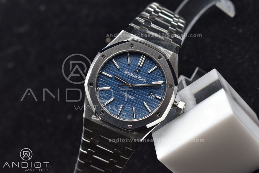 Royal Oak 41mm 15400 APSF 1:1 Best Edition Blue Textured Dial on SS Bracelet A3120