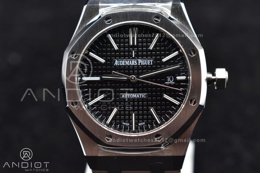Royal Oak 41mm 15400 APSF 1:1 Best Edition Black Textured Dial on SS Bracelet A3120