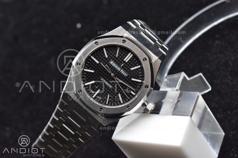 Royal Oak 41mm 15400 APSF 1:1 Best Edition Black Textured Dial on SS Bracelet A3120