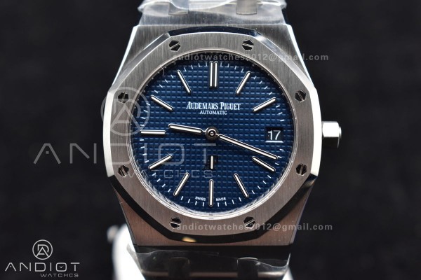 Royal Oak 39mm 15202 SS ZF 1:1 Best Edition Blue Textured Dial on SS Bracelet A2121 