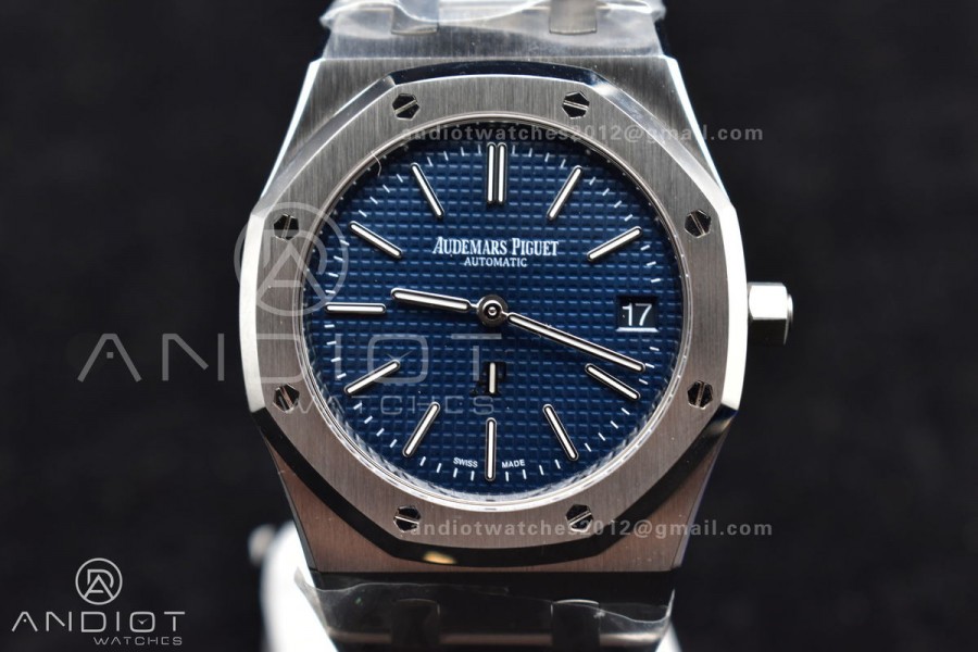 Royal Oak 39mm 15202 SS ZF 1:1 Best Edition Blue Textured Dial on SS Bracelet A2121 