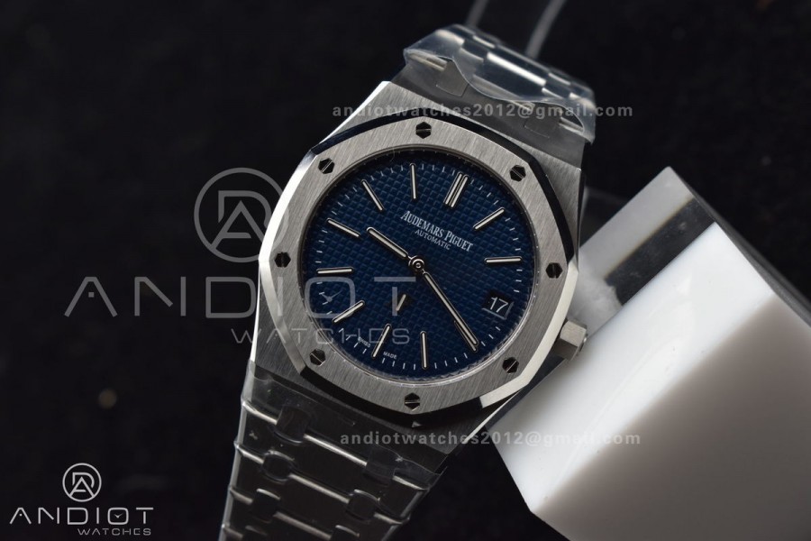 Royal Oak 39mm 15202 SS ZF 1:1 Best Edition Blue Textured Dial on SS Bracelet A2121 