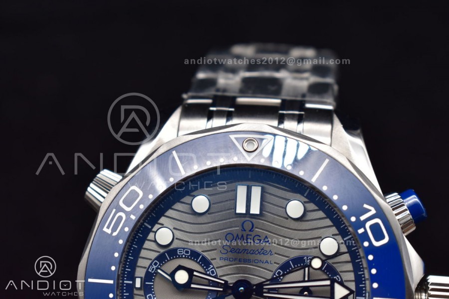 Seamaster 300M Chrono SS OMF 1:1 Best Edition Gray Dial on SS Bracelet A9900 
