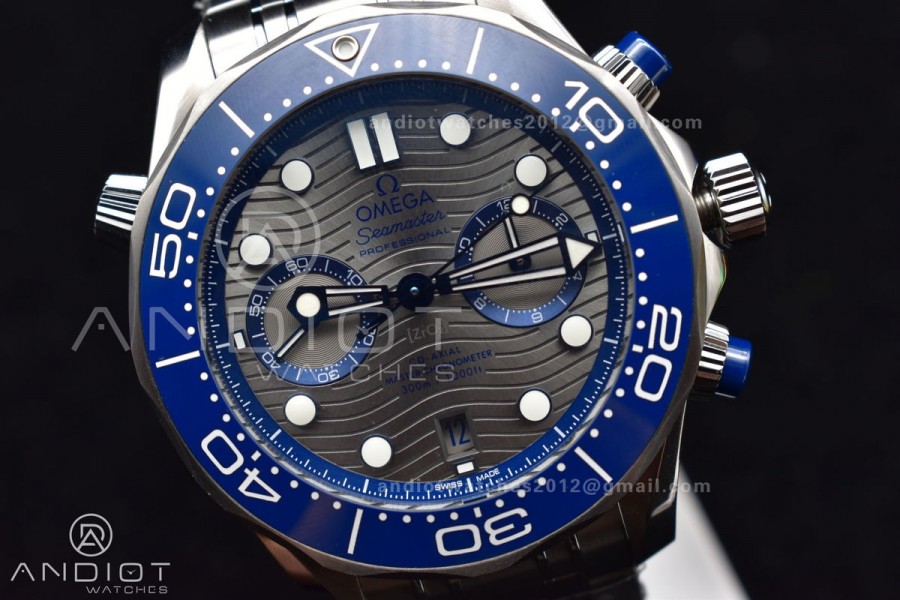 Seamaster 300M Chrono SS OMF 1:1 Best Edition Gray Dial on SS Bracelet A9900 