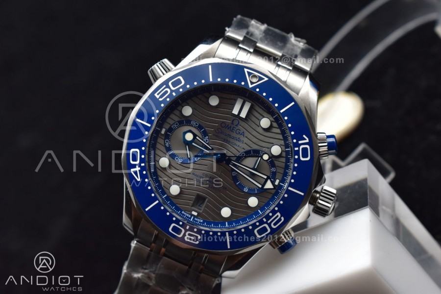 Seamaster 300M Chrono SS OMF 1:1 Best Edition Gray Dial on SS Bracelet A9900 