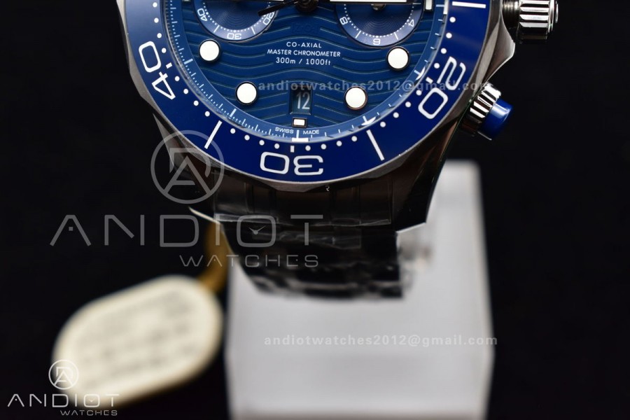 Seamaster 300M Chrono SS OMF 1:1 Best Edition Blue Dial on SS Bracelet A9900 