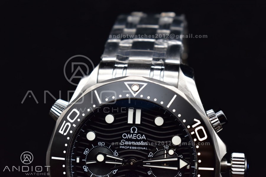 Seamaster 300M Chrono SS OMF 1:1 Best Edition Black Dial on SS Bracelet A9900 