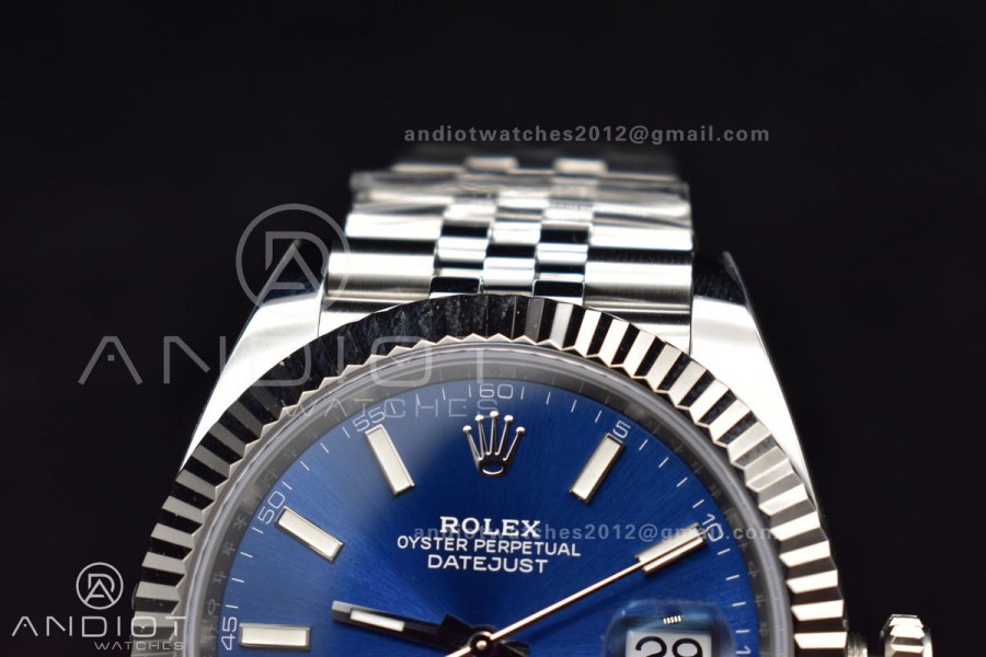 DateJust 41 126334 Clean 1:1 Best Edition 904L Steel Blue Stick Dial on Jubilee Bracelet 3235 