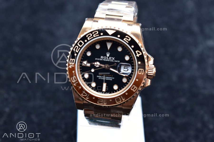 GMT-Master II 126715CHNR Black/Red Ceramic Clean Factory Best Edition on SS/RG Bracelet DD3285 CHS