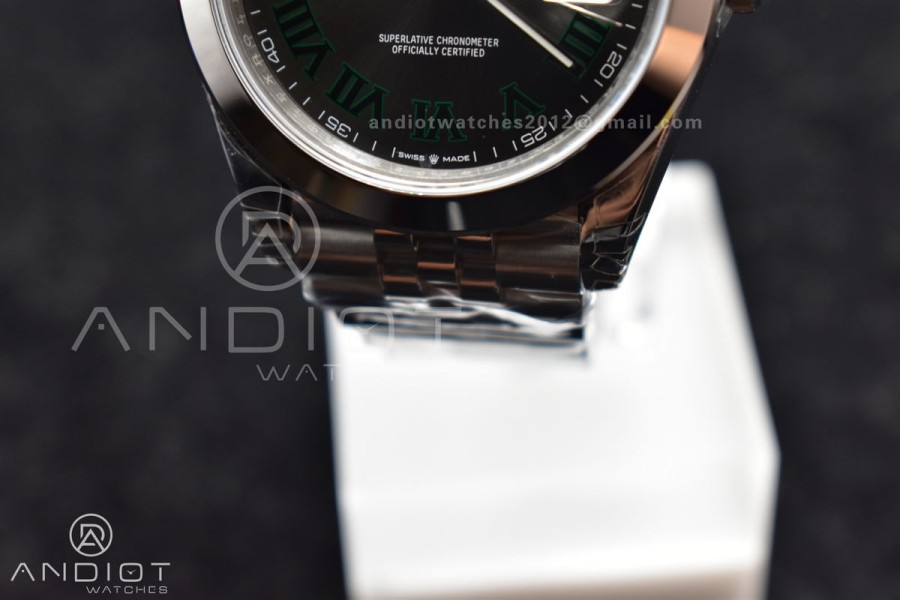 DateJust 41 SS 126334 VSF 1:1 Best Edition 904L Steel Gray Dial Green Roman on Jubilee Bracelet VS3235