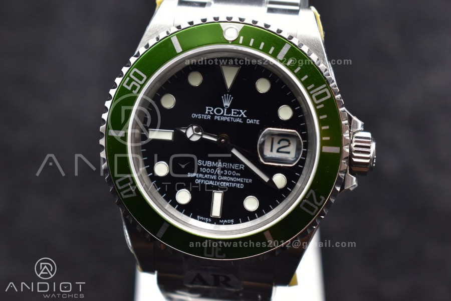 Submariner 16610 LV Green 904L Steel ARF1:1 Best Edition on SS Bracelet SH3135 V2