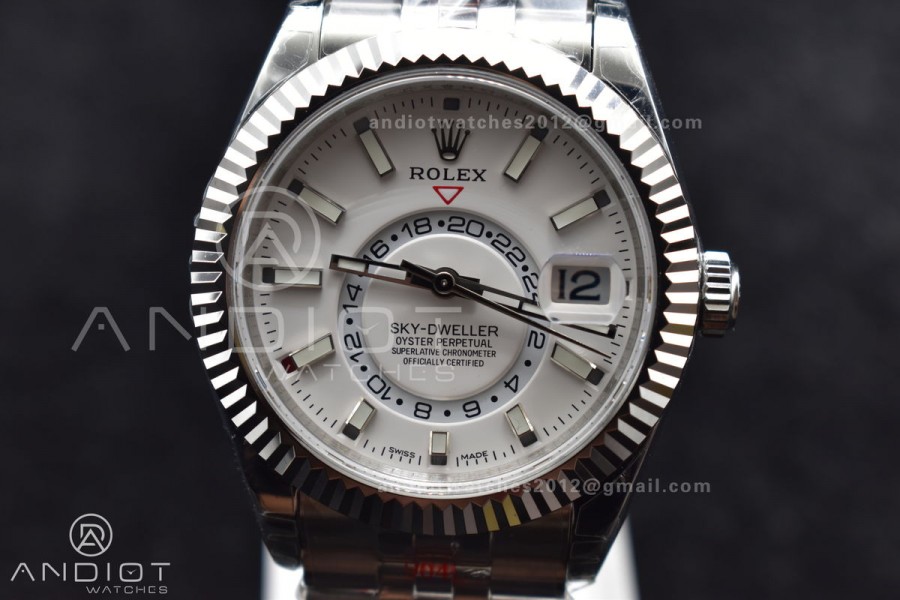 Skydweller SS Noob Best Edition White Dial On SS Jubilee Bracelet A23J
