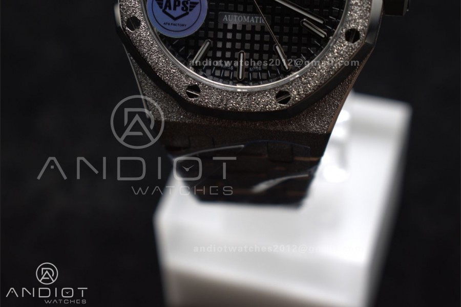 Royal Oak 37mm 15454 Frosted SS APSF 1:1 Best Edition Black Textured Dial On SS Bracelet SA3120 Super Clone
