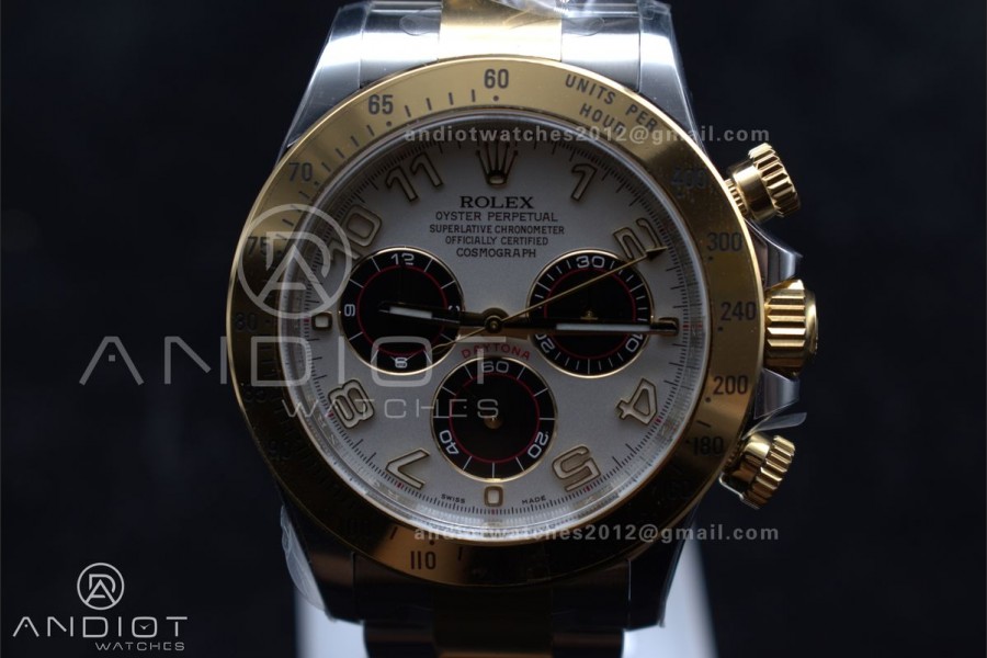 Daytona 116503 Clean 1:1 Best Edition White Dial Arabic Markers on SS/YG Bracelet SA4130 V2