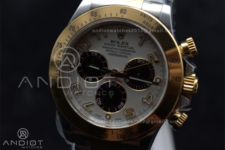 Daytona 116503 Clean 1:1 Best Edition White Dial Arabic Markers on SS/YG Bracelet SA4130 V2
