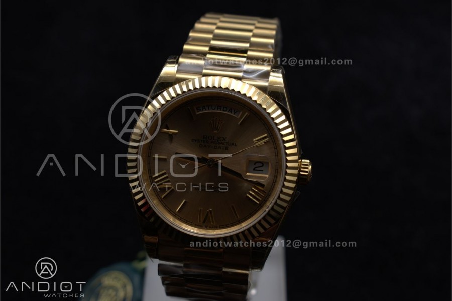 DayDate 40 RG GSF Gain Weight Gold Roman Dial on President Bracelet A2836