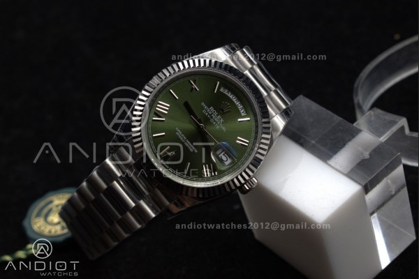 DayDate 40 SS GSF Gain Weight Green Roman Dial Bez...