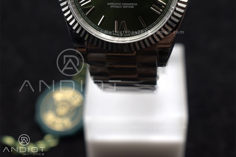 DayDate 40 SS GSF Gain Weight Green Roman Dial Bezel on President Bracelet A2836