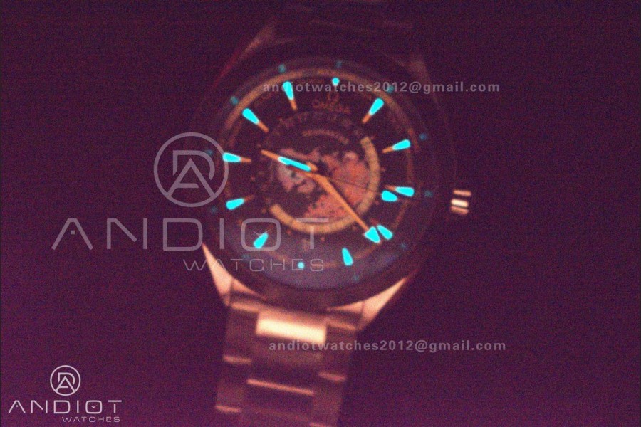 Aqua Terra GMT Worldtimer 43mm Green Ceramic VSF 1:1 Best Edition on SS Bracelet A8938 Super Clone