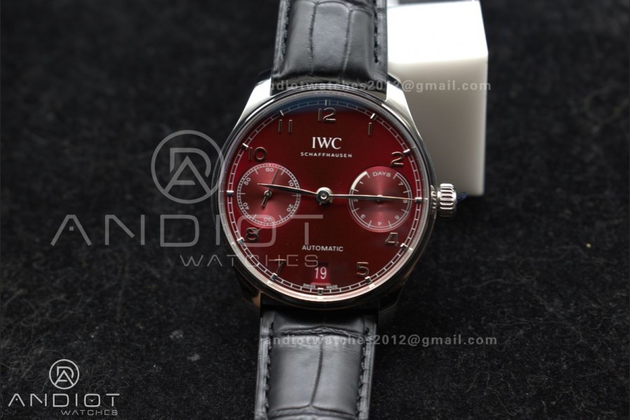 Portuguese Real PR IW500714 ZF 1:1 Best Edition Red Dial on Black Leather Strap A52010 V4