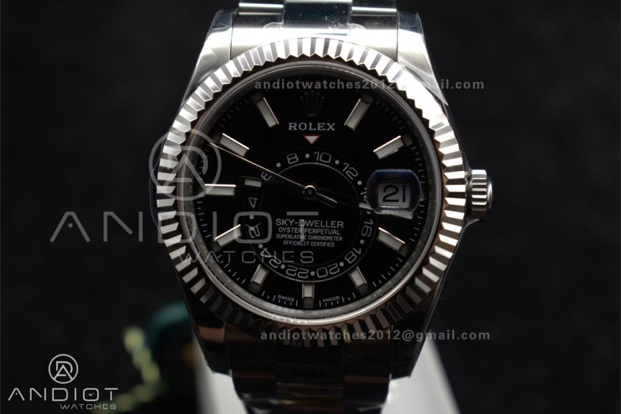 Sky-Dweller 326934 904L SS ZF 1:1 Best Edition Black Dial on SS Bracelet A2824