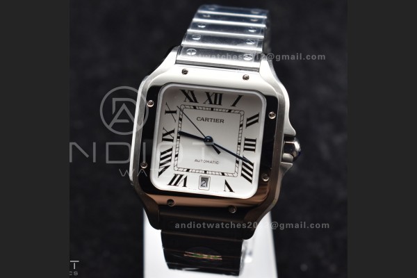 Santos de Cartier 40mm SS 2018 BVF 1:1 Best Edition White Dial on SS SmartLinks Bracelet MIYOTA 9015 V2