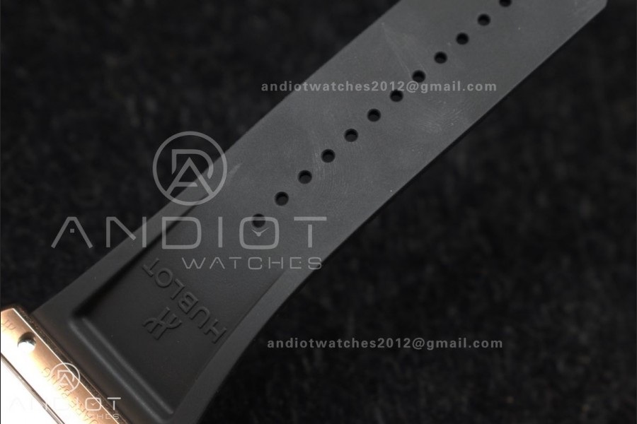 Square Bang Unico 42mm RG BBF 1:1 Best Edition Skeleton Dial Ceramic Bezel on Black Rubber Strap A1280