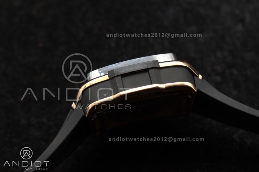 Square Bang Unico 42mm RG BBF 1:1 Best Edition Skeleton Dial Ceramic Bezel on Black Rubber Strap A1280