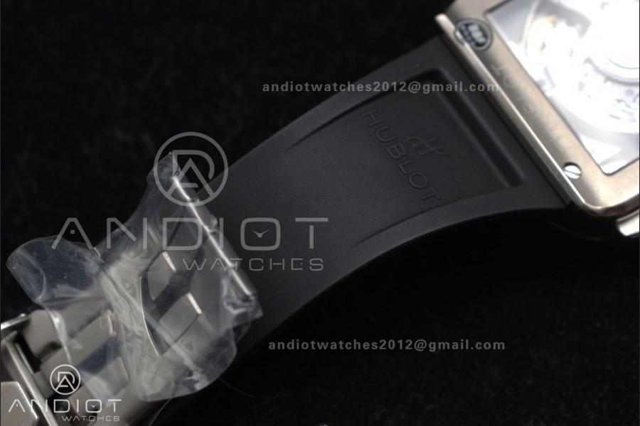 Square Bang Unico 42mm Titanium BBF 1:1 Best Edition Skeleton Dial on Black Rubber Strap A1280